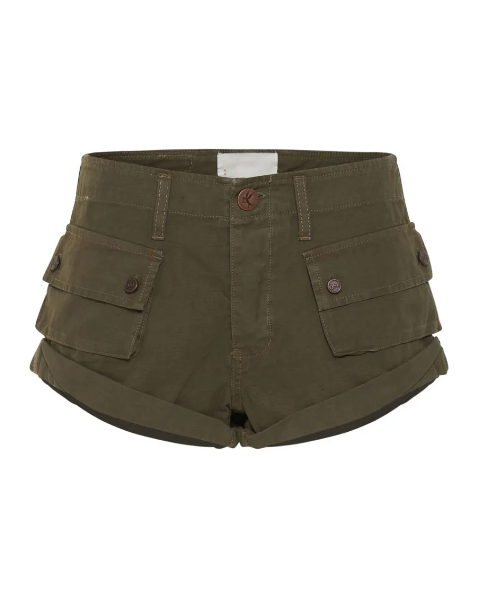 Denim Shorts|ONE TEASPOON Dark Khaki Cadet Bandits Low Waist Shorts