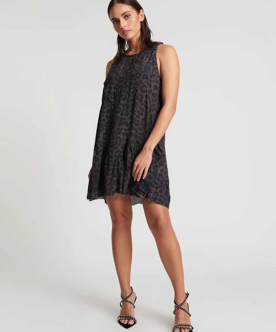 Mini Dresses|ONE TEASPOON Dark Leopard Tiered Dress