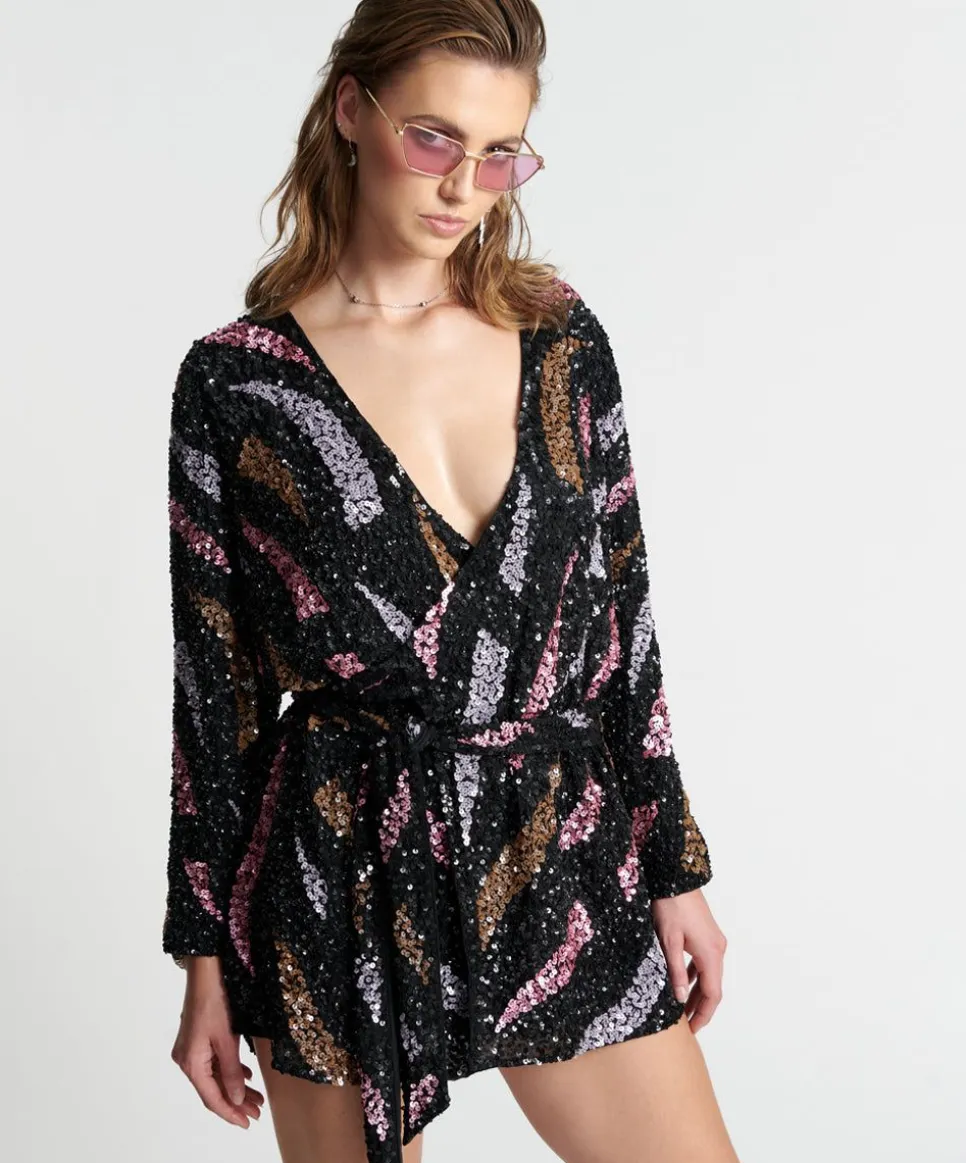 Mini Dresses|ONE TEASPOON Delusion Hand Beaded Wrap Dress