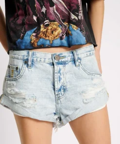 Denim Shorts|ONE TEASPOON Depeche Blue Bandits Low Waist Denim Shorts
