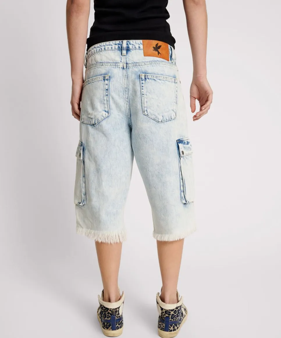 Denim Shorts|ONE TEASPOON Depeche Blue Skater Girl Wide Leg Shorts