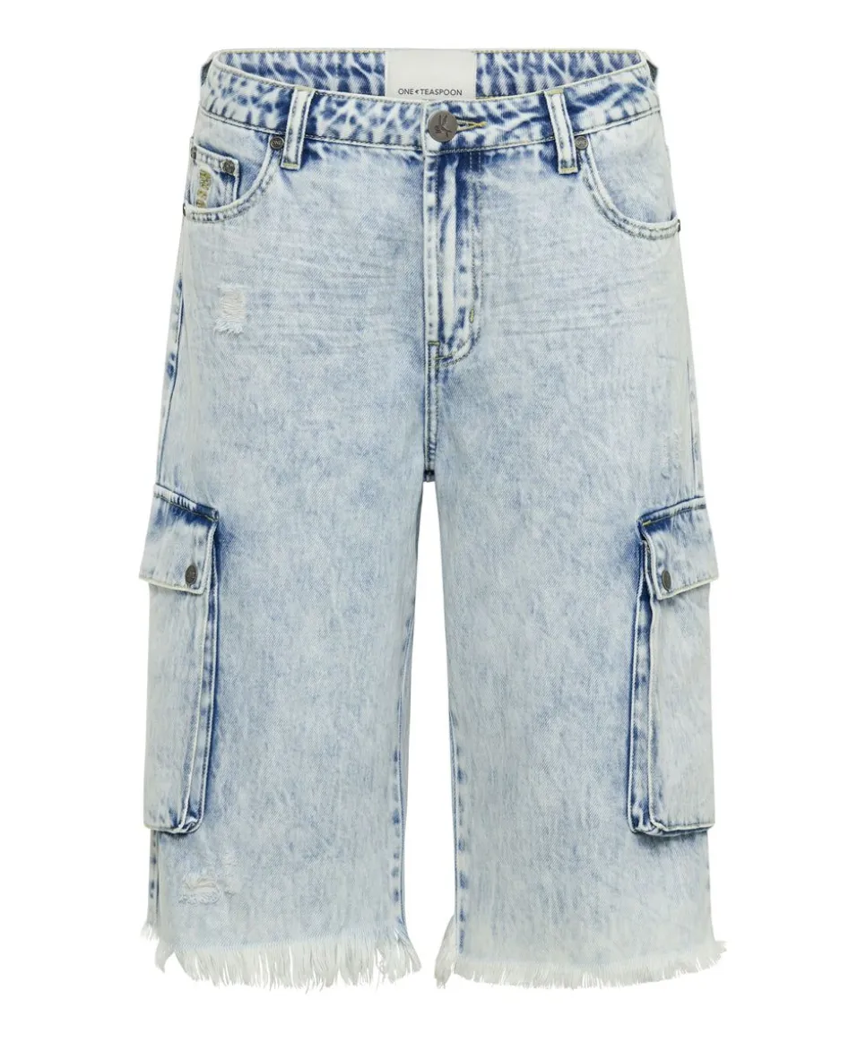 Denim Shorts|ONE TEASPOON Depeche Blue Skater Girl Wide Leg Shorts