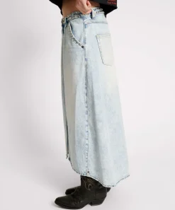 Denim Skirts|ONE TEASPOON Depeche Blue Studded Mrs Carter Long Length Denim