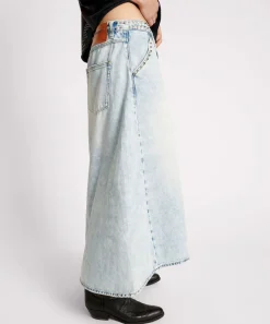 Denim Skirts|ONE TEASPOON Depeche Blue Studded Mrs Carter Long Length Denim