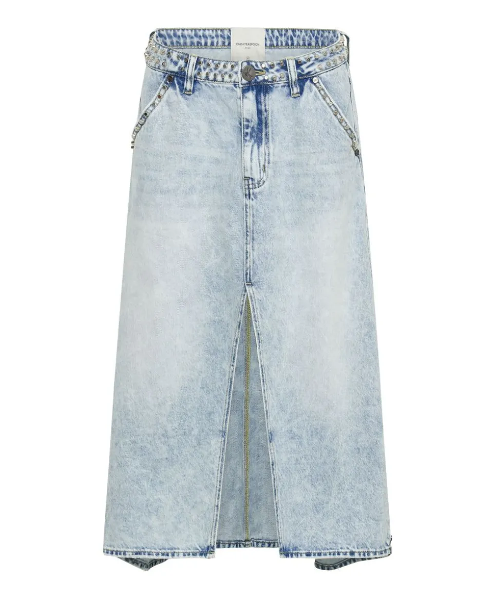 Denim Skirts|ONE TEASPOON Depeche Blue Studded Mrs Carter Long Length Denim