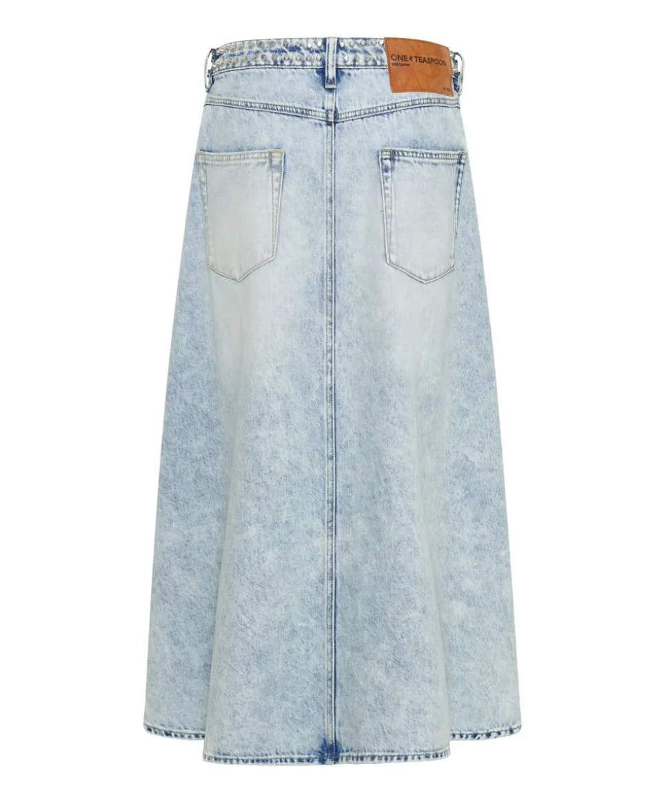 Denim Skirts|ONE TEASPOON Depeche Blue Studded Mrs Carter Long Length Denim