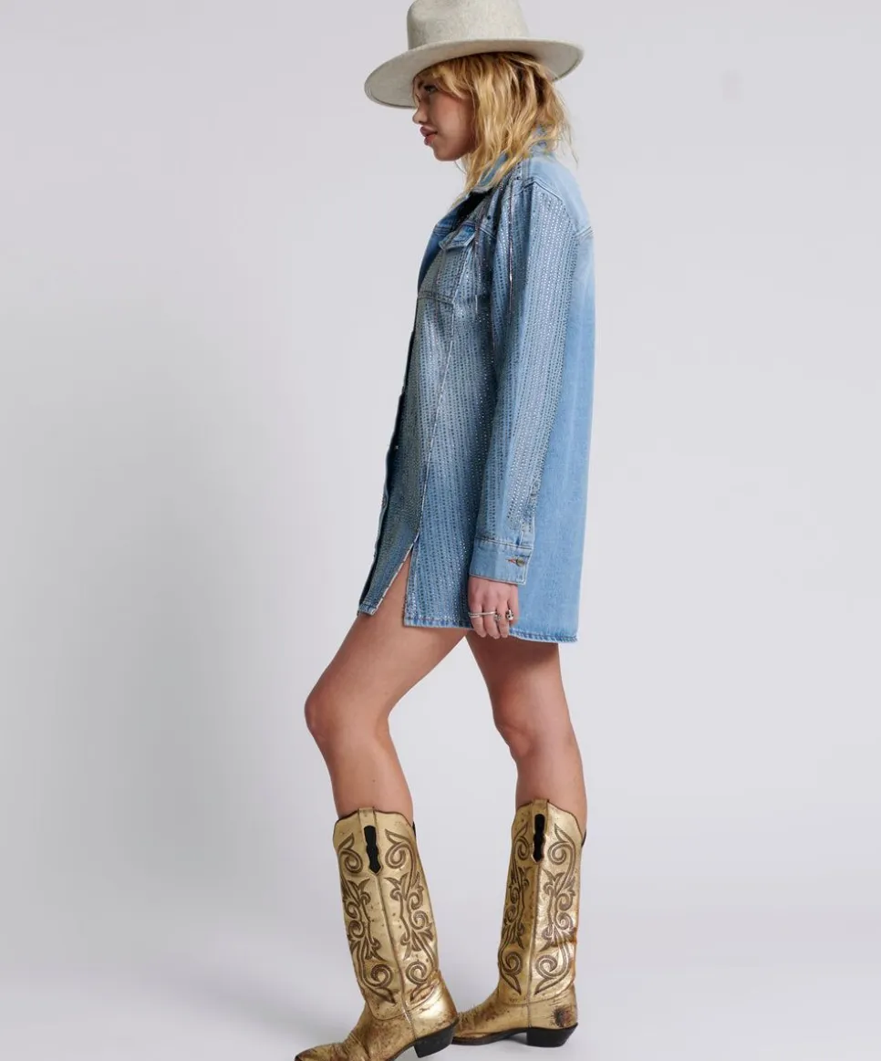 Midi & Maxi Dresses|ONE TEASPOON Desert Jewel Denim Trucker Dress