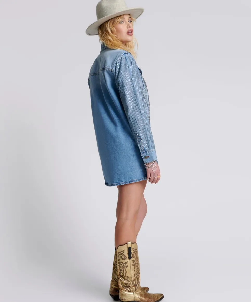 Midi & Maxi Dresses|ONE TEASPOON Desert Jewel Denim Trucker Dress