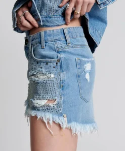 Denim Skirts|ONE TEASPOON Desert Jewel Junkyard Relaxed Denim Mini Skirt