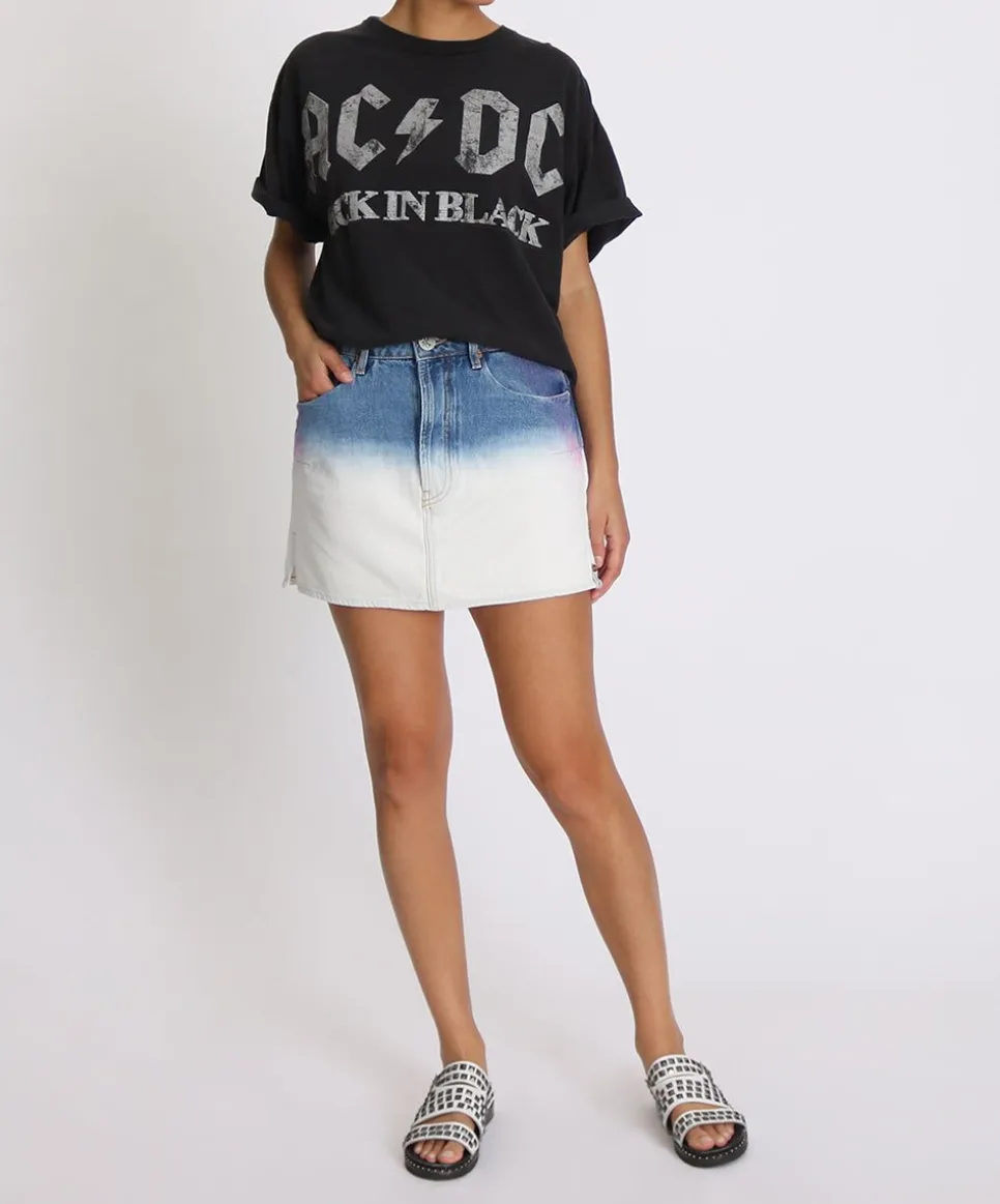 Denim Skirts|ONE TEASPOON Dip Dye Vanguard Mid Rise Relaxed Denim Mini Skirt
