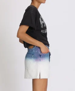 Denim Skirts|ONE TEASPOON Dip Dye Vanguard Mid Rise Relaxed Denim Mini Skirt
