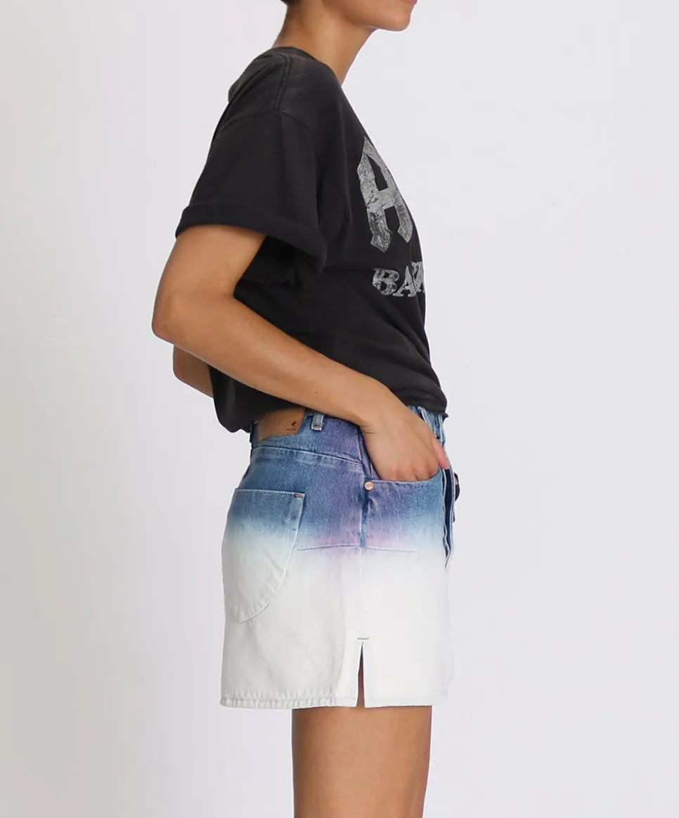 Denim Skirts|ONE TEASPOON Dip Dye Vanguard Mid Rise Relaxed Denim Mini Skirt