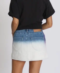 Denim Skirts|ONE TEASPOON Dip Dye Vanguard Mid Rise Relaxed Denim Mini Skirt