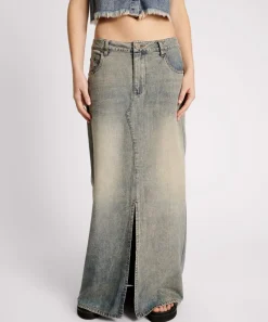 Denim Skirts|ONE TEASPOON Dirty Blue Denim Column Skirt