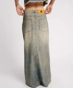 Denim Skirts|ONE TEASPOON Dirty Blue Denim Column Skirt