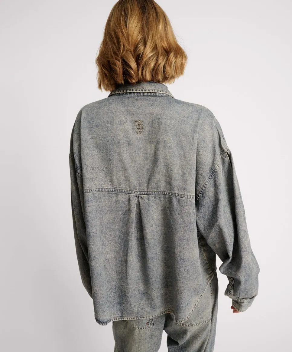 Shirts|ONE TEASPOON Dirty Blue Oversized Denim Western Shirt