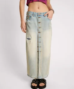 Denim Skirts|ONE TEASPOON Dirty Kansas Patsy Longline Denim Skirt