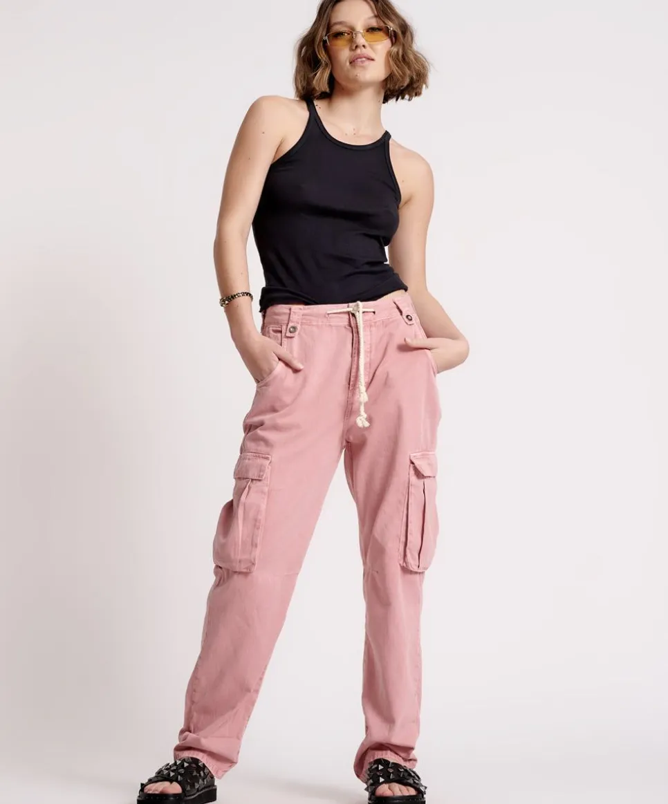 Denim Jeans|ONE TEASPOON Dirty Pink Cargo Safari Mid Waist Relaxed Pant