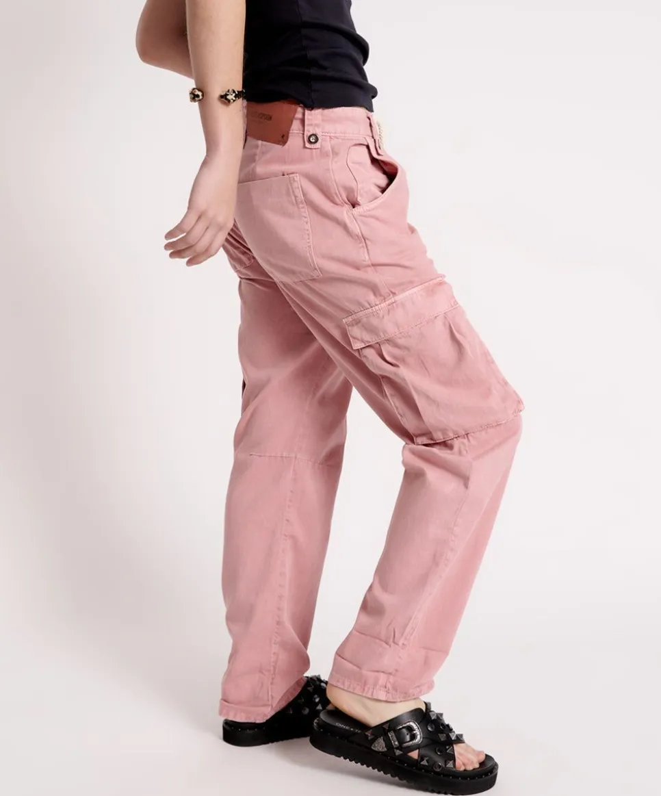 Denim Jeans|ONE TEASPOON Dirty Pink Cargo Safari Mid Waist Relaxed Pant