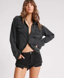 Denim Shorts|ONE TEASPOON Double Black Bandits Low Waist Denim Shorts