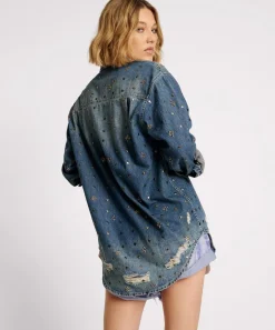 Shirts|ONE TEASPOON Embellished Everyday Denim Shirt