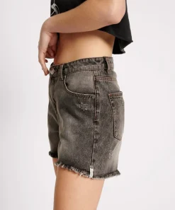 Denim Shorts|ONE TEASPOON Faded Black Cargo Legend Mom Fit Shorts