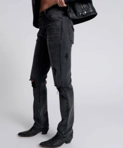 Denim Jeans|ONE TEASPOON Faded Black Messed Up Truckers Mid Rise Straight Leg Jeans