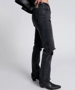 Denim Jeans|ONE TEASPOON Faded Black Messed Up Truckers Mid Rise Straight Leg Jeans