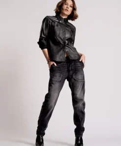 Denim Jeans|ONE TEASPOON Faded Black Shabbies Drawstring Boyfriend Jeans