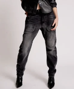 Denim Jeans|ONE TEASPOON Faded Black Shabbies Drawstring Boyfriend Jeans