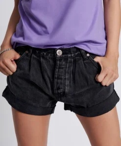 Denim Shorts|ONE TEASPOON Faded Black Smiths Tailored Low Waist Denim Shorts