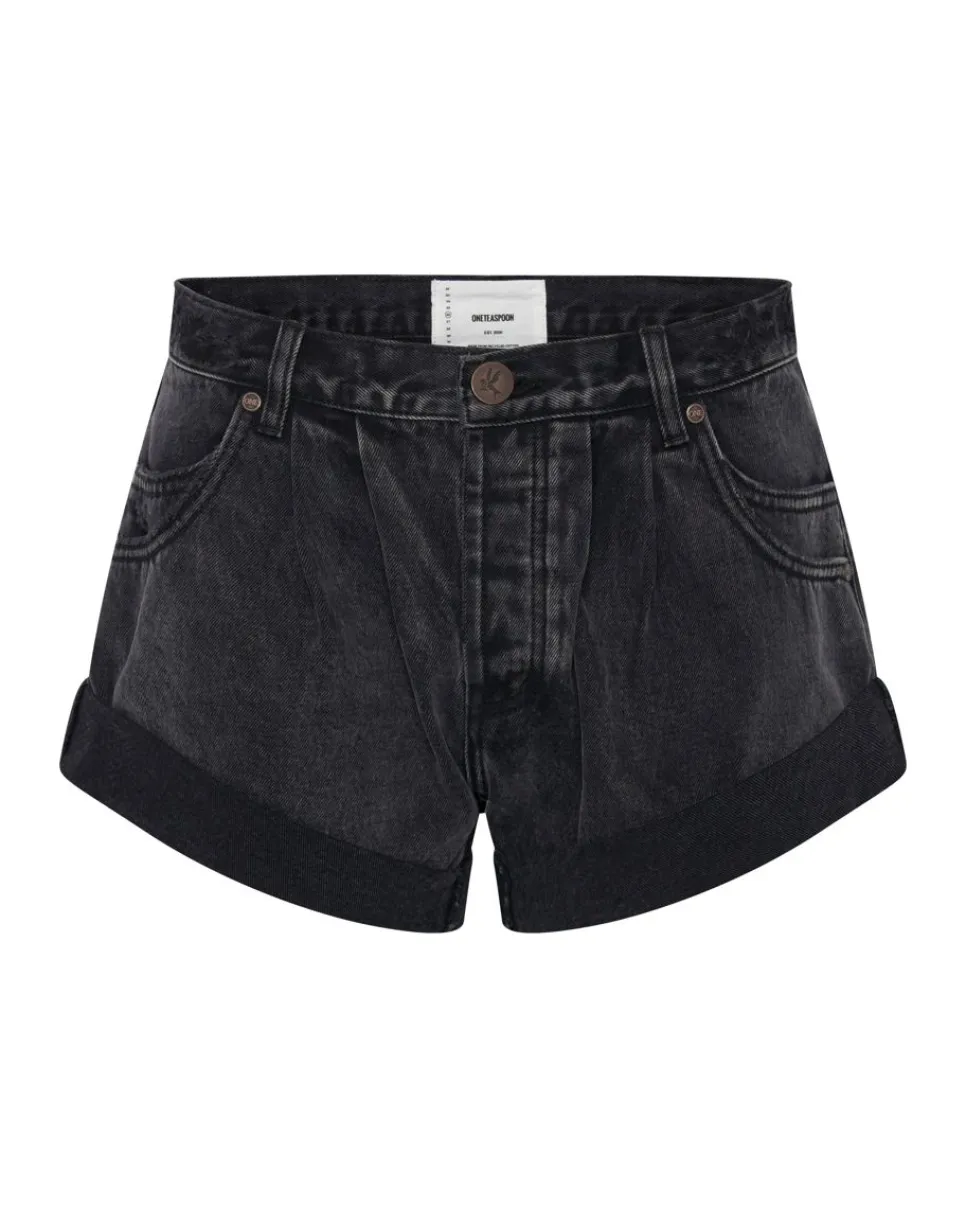 Denim Shorts|ONE TEASPOON Faded Black Smiths Tailored Low Waist Denim Shorts