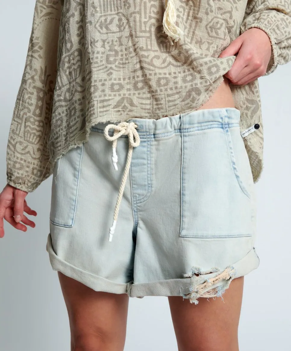 Denim Shorts|ONE TEASPOON Faded Blue Luxe Stretch Bandits Low Waist Shabby Shorts
