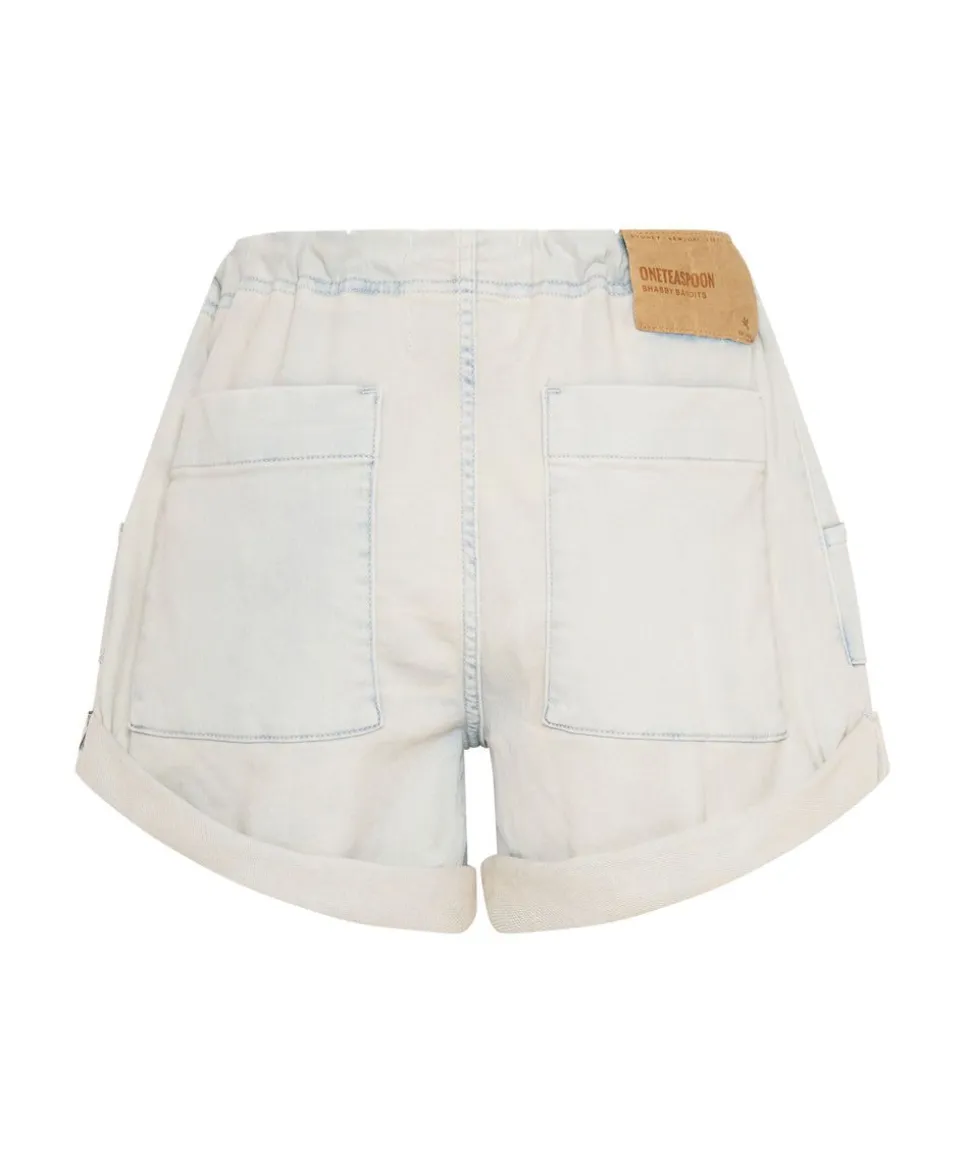 Denim Shorts|ONE TEASPOON Faded Blue Luxe Stretch Bandits Low Waist Shabby Shorts
