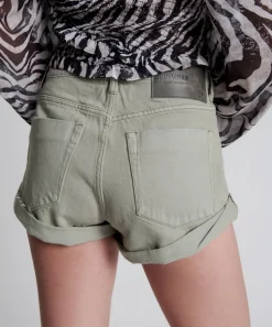 Denim Shorts|ONE TEASPOON Faded Khaki Bandits Mid Waist Denim Shorts