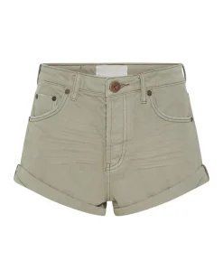 Denim Shorts|ONE TEASPOON Faded Khaki Bandits Mid Waist Denim Shorts