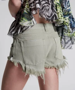 Denim Shorts|ONE TEASPOON Faded Khaki Bonita Low Waist Denim Shorts