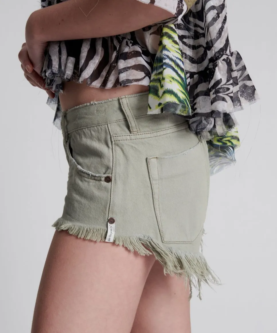 Denim Shorts|ONE TEASPOON Faded Khaki Bonita Low Waist Denim Shorts