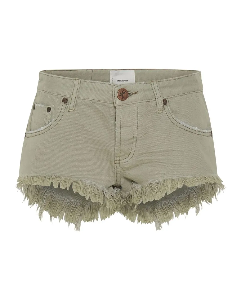 Denim Shorts|ONE TEASPOON Faded Khaki Bonita Low Waist Denim Shorts