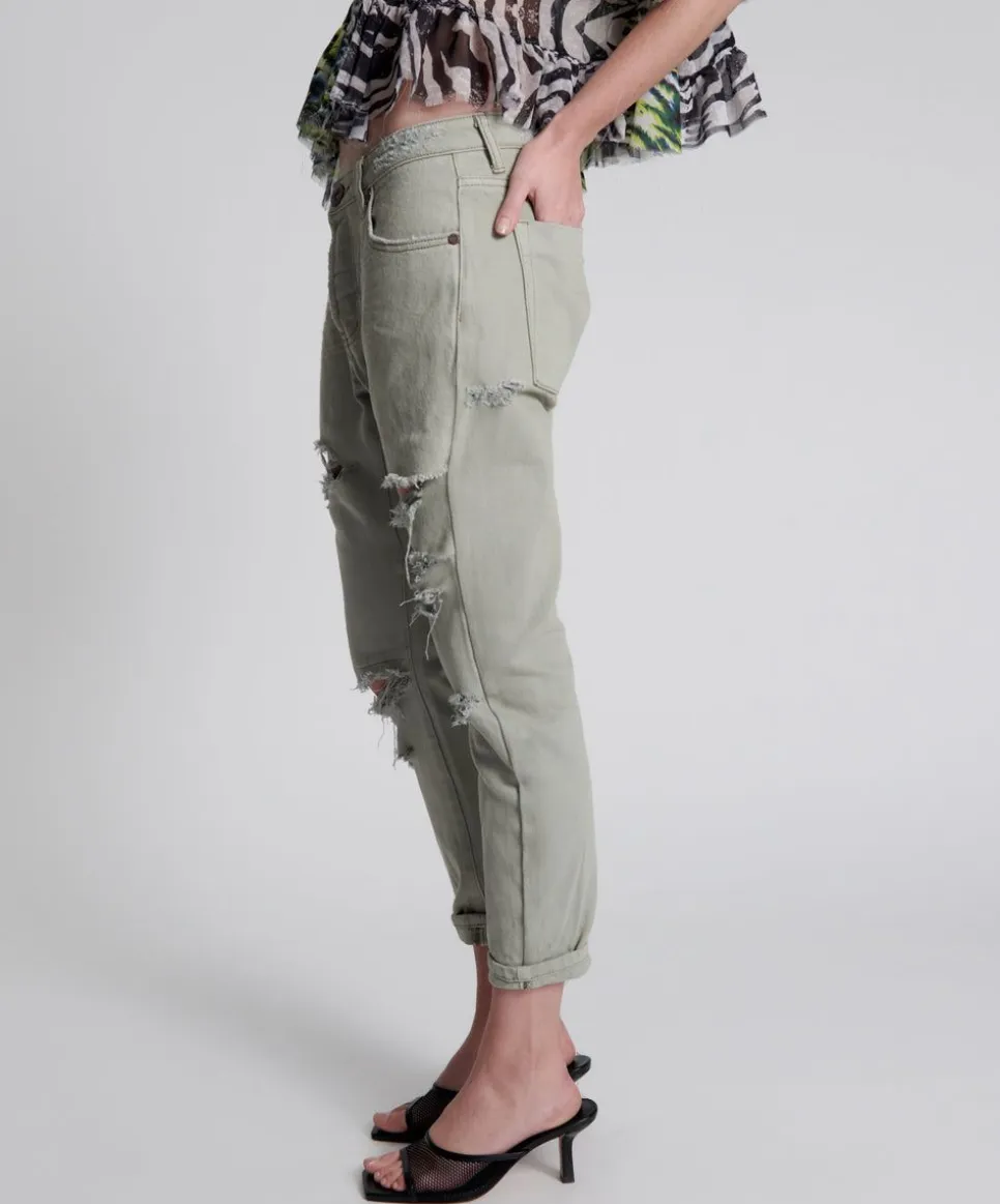 Denim Jeans|ONE TEASPOON Faded Khaki Messed Up Saints Boyfriend Jeans