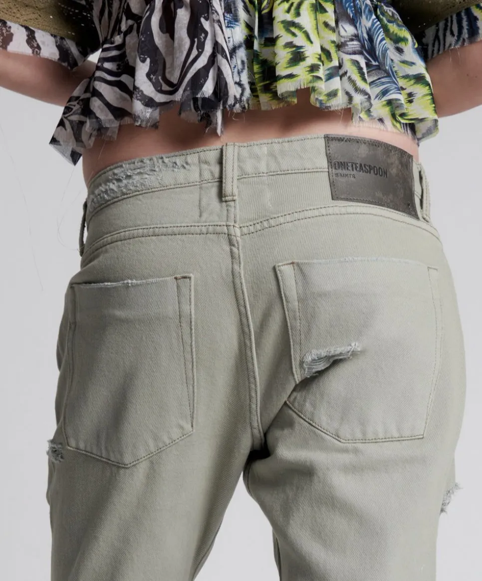 Denim Jeans|ONE TEASPOON Faded Khaki Messed Up Saints Boyfriend Jeans