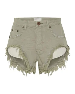 Denim Shorts|ONE TEASPOON Faded Khaki Rollers Low Waist Denim Shorts