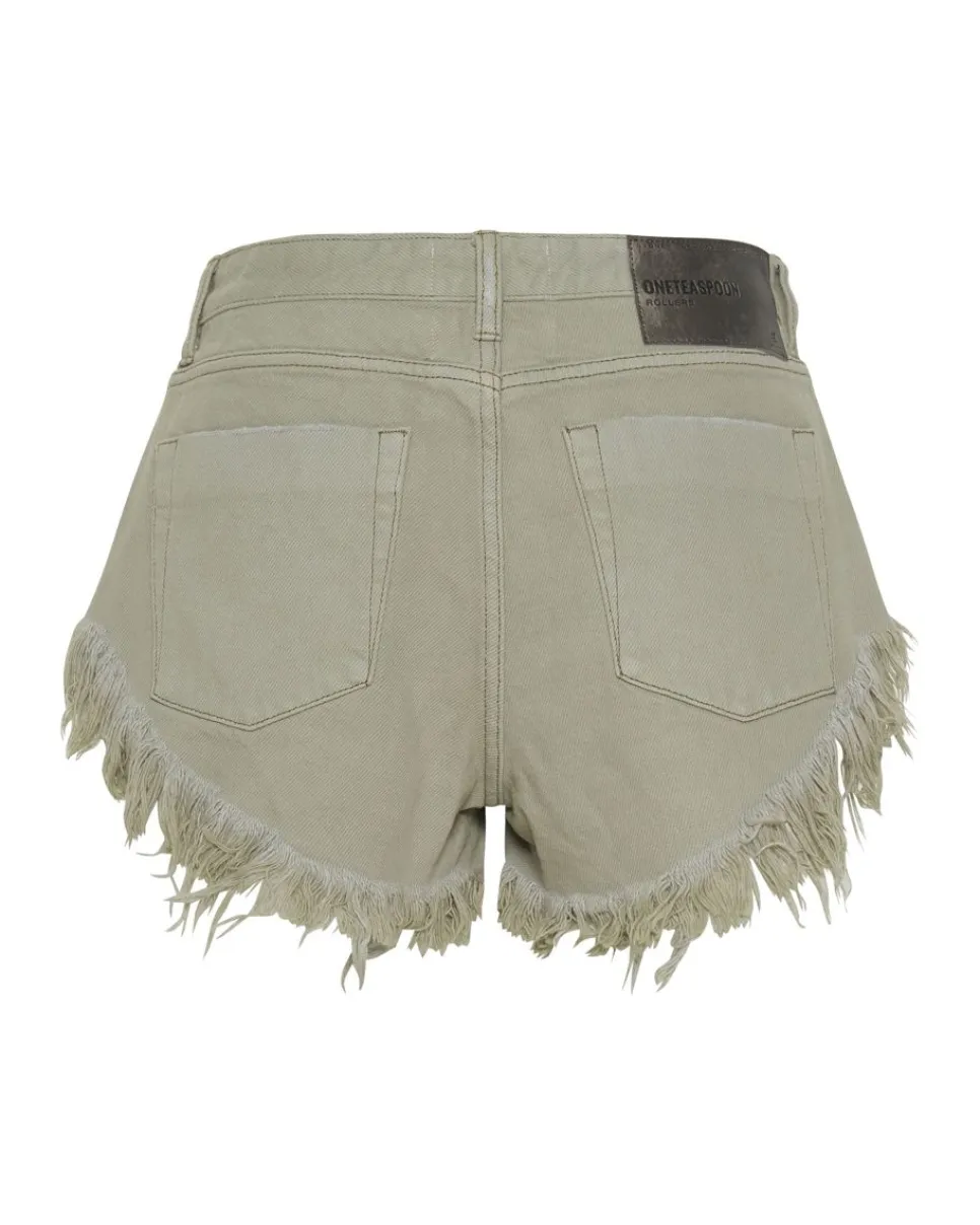 Denim Shorts|ONE TEASPOON Faded Khaki Rollers Low Waist Denim Shorts