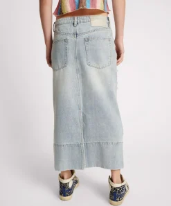 Denim Skirts|ONE TEASPOON Fleetwood Cassidy Mid Waist Long Denim Column Skirt