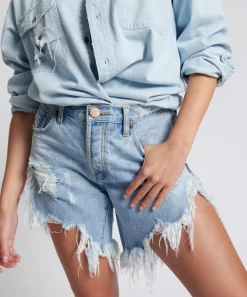 Denim Shorts|ONE TEASPOON Fleetwood Frankies Long Length Denim Shorts