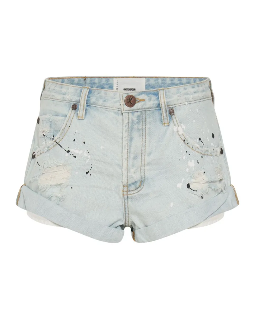 Denim Shorts|ONE TEASPOON Florence Painted Bandits Low Waist Denim Shorts