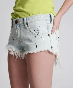Denim Shorts|ONE TEASPOON Florence Painted Bonitas Low Waist Denim Shorts