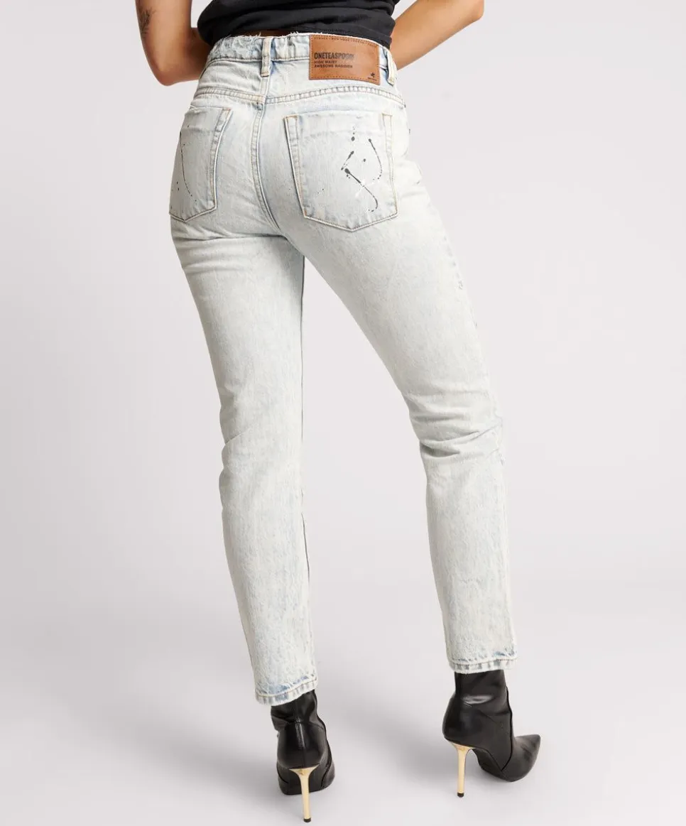 Denim Jeans|ONE TEASPOON Florence Painted High Waist Awesome Baggies Straight Leg Jeans