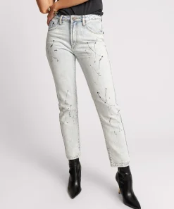 Denim Jeans|ONE TEASPOON Florence Painted High Waist Awesome Baggies Straight Leg Jeans