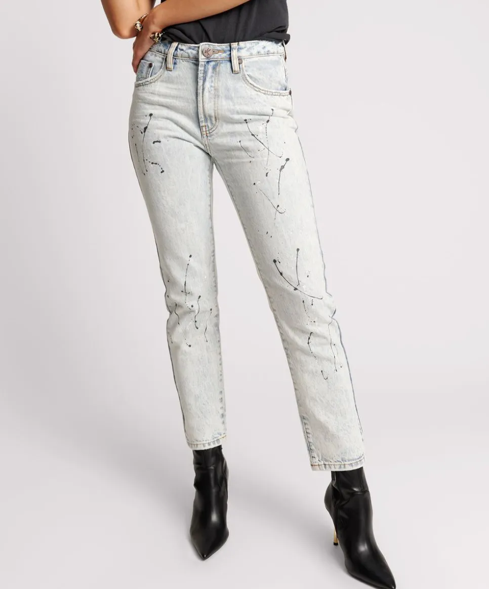Denim Jeans|ONE TEASPOON Florence Painted High Waist Awesome Baggies Straight Leg Jeans